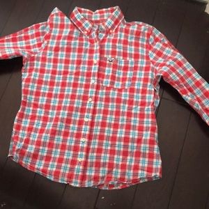 Hollister Flannel shirt (pink,red, and blue)